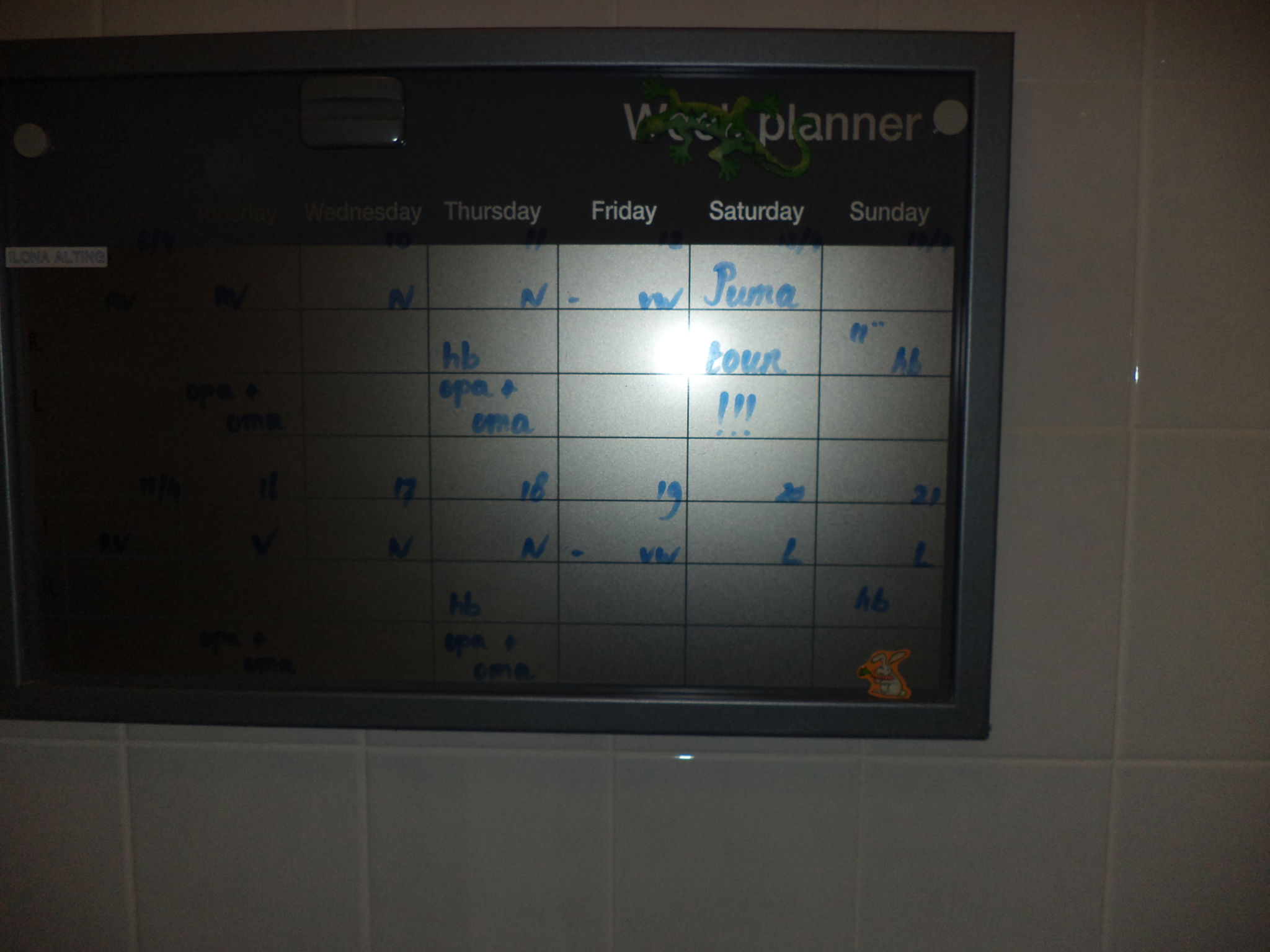 De weekplanner op het toilet